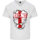 Gym St. George's Cross English Flag England Mens V-Neck Cotton T-Shirt White