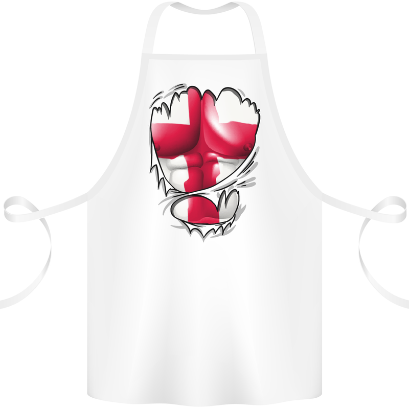 Gym St. George's Cross English Flag Muscles Cotton Apron 100% Organic White