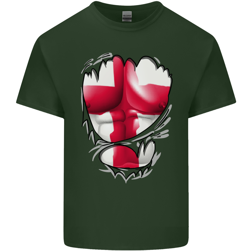 Gym St. George's Cross English Flag Muscles Mens Cotton T-Shirt Tee Top Forest Green