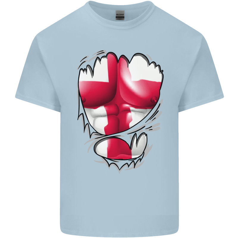 Gym St. George's Cross English Flag Muscles Mens Cotton T-Shirt Tee Top Light Blue