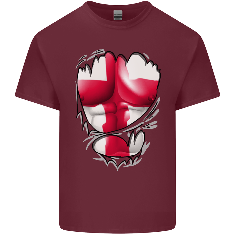 Gym St. George's Cross English Flag Muscles Mens Cotton T-Shirt Tee Top Maroon