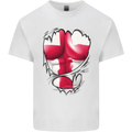 Gym St. George's Cross English Flag Muscles Mens Cotton T-Shirt Tee Top White