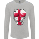 Gym St. George's Cross English Flag Muscles Mens Long Sleeve T-Shirt Sports Grey