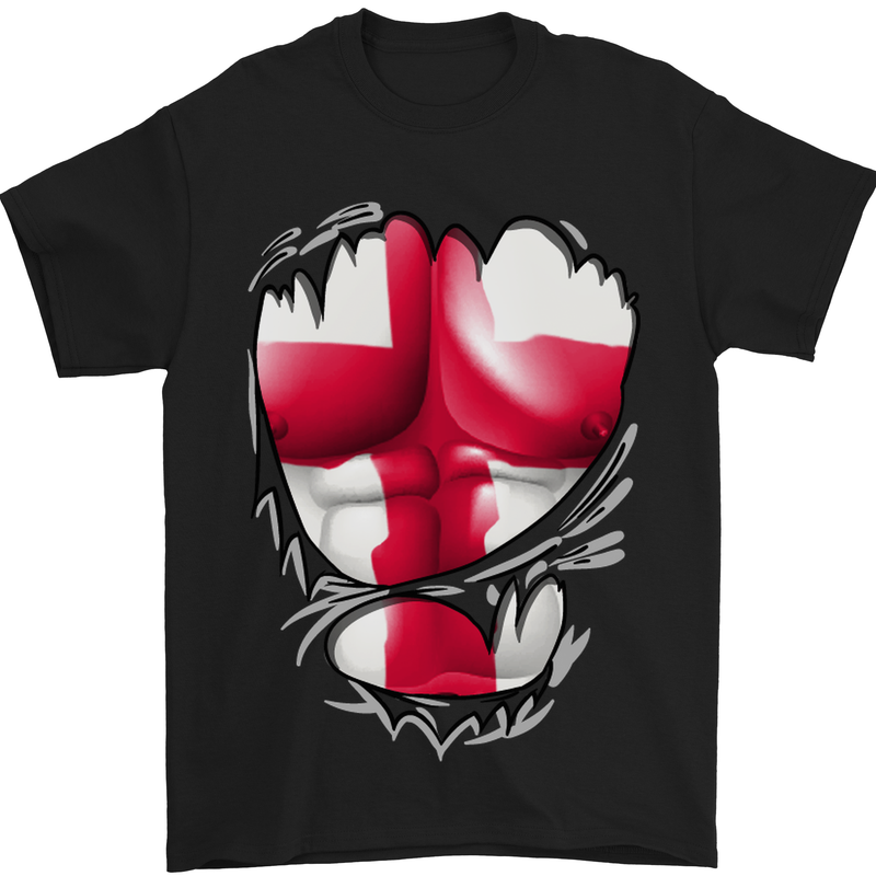 Gym St. George's Cross English Flag Muscles Mens T-Shirt Cotton Gildan Black