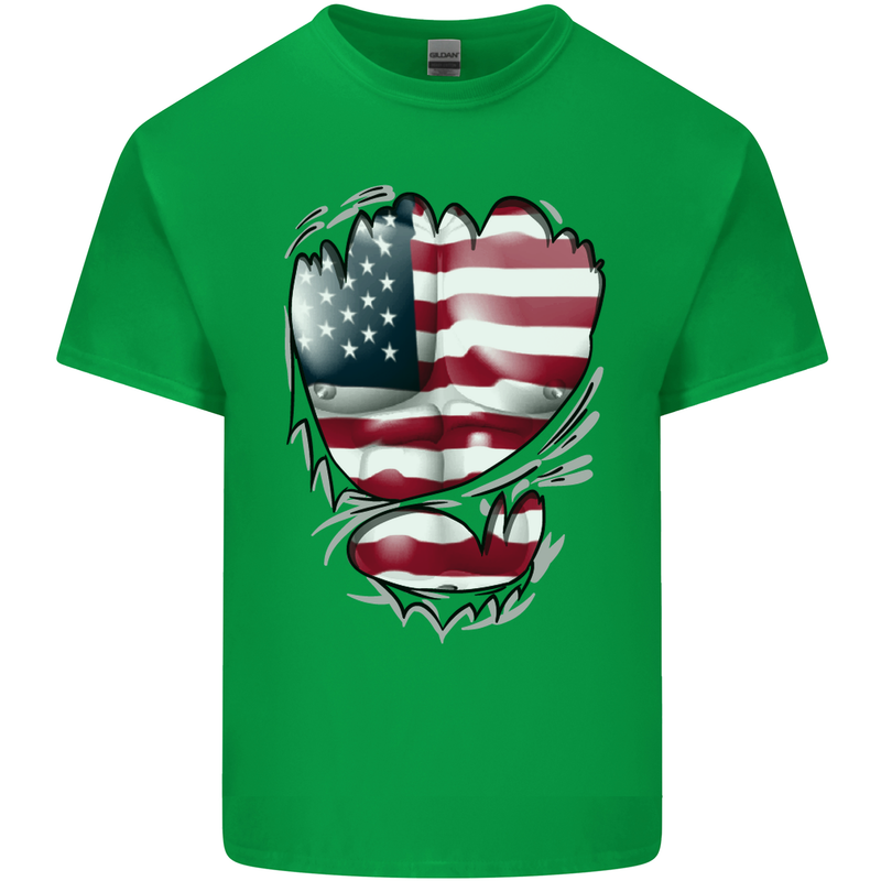 Gym Stars & Stripes American Flag Ripped Kids T-Shirt Childrens Irish Green