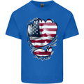 Gym Stars & Stripes American Flag Ripped Kids T-Shirt Childrens Royal Blue