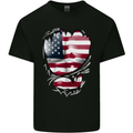 Gym Stars & Stripes American Flag Ripped Mens Cotton T-Shirt Tee Top Black