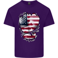 Gym Stars & Stripes American Flag Ripped Mens Cotton T-Shirt Tee Top Purple