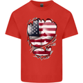 Gym Stars & Stripes American Flag Ripped Mens Cotton T-Shirt Tee Top Red