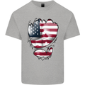 Gym Stars & Stripes American Flag Ripped Mens Cotton T-Shirt Tee Top Sports Grey