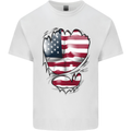 Gym Stars & Stripes American Flag Ripped Mens Cotton T-Shirt Tee Top White