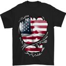 Gym Stars & Stripes American Flag Ripped Mens T-Shirt Cotton Gildan Black