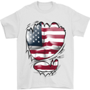 Gym Stars & Stripes American Flag Ripped Mens T-Shirt Cotton Gildan White