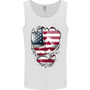 Gym Stars & Stripes American Flag Ripped Mens Vest Tank Top White