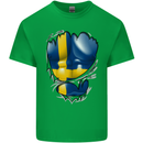Gym Swedish Flag Ripped Muscles Sweeden Kids T-Shirt Childrens Irish Green