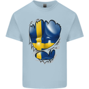 Gym Swedish Flag Ripped Muscles Sweeden Kids T-Shirt Childrens Light Blue