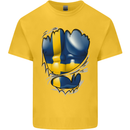 Gym Swedish Flag Ripped Muscles Sweeden Kids T-Shirt Childrens Yellow