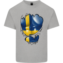 Gym Swedish Flag Ripped Muscles Sweeden Mens Cotton T-Shirt Tee Top Sports Grey