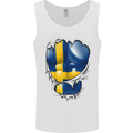 Gym Swedish Flag Ripped Muscles Sweeden Mens Vest Tank Top White