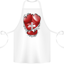 Gym Swiss Flag Ripped Muscles Switzerland Cotton Apron 100% Organic White