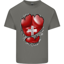 Gym Swiss Flag Ripped Muscles Switzerland Kids T-Shirt Childrens Charcoal