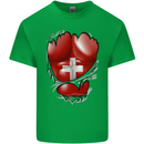 Gym Swiss Flag Ripped Muscles Switzerland Kids T-Shirt Childrens Irish Green