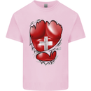 Gym Swiss Flag Ripped Muscles Switzerland Kids T-Shirt Childrens Light Pink