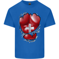 Gym Swiss Flag Ripped Muscles Switzerland Kids T-Shirt Childrens Royal Blue
