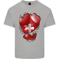 Gym Swiss Flag Ripped Muscles Switzerland Kids T-Shirt Childrens Sports Grey