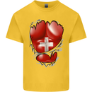 Gym Swiss Flag Ripped Muscles Switzerland Kids T-Shirt Childrens Yellow