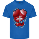 Gym Swiss Flag Ripped Muscles Switzerland Mens Cotton T-Shirt Tee Top Royal Blue