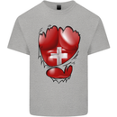 Gym Swiss Flag Ripped Muscles Switzerland Mens Cotton T-Shirt Tee Top Sports Grey