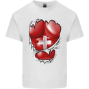 Gym Swiss Flag Ripped Muscles Switzerland Mens Cotton T-Shirt Tee Top White
