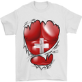 Gym Swiss Flag Ripped Muscles Switzerland Mens T-Shirt Cotton Gildan White