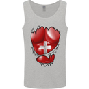 Gym Swiss Flag Ripped Muscles Switzerland Mens Vest Tank Top Sports Grey