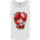 Gym Swiss Flag Ripped Muscles Switzerland Mens Vest Tank Top White