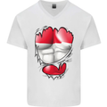 Gym The Austrian Flag Ripped Muscles Austia Mens V-Neck Cotton T-Shirt White