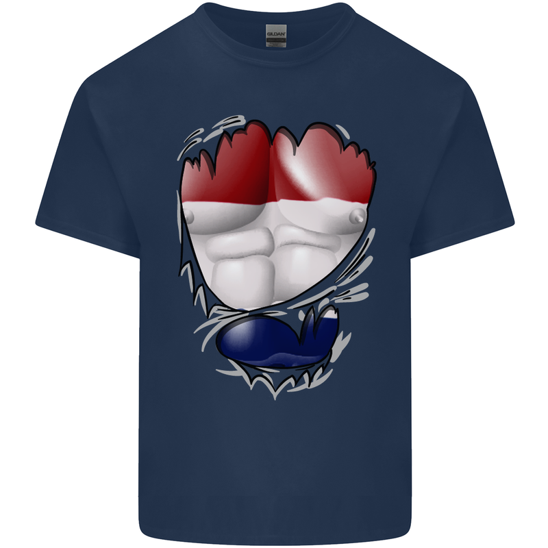 Gym The Dutch Flag Ripped Muscles Holland Kids T-Shirt Childrens Navy Blue