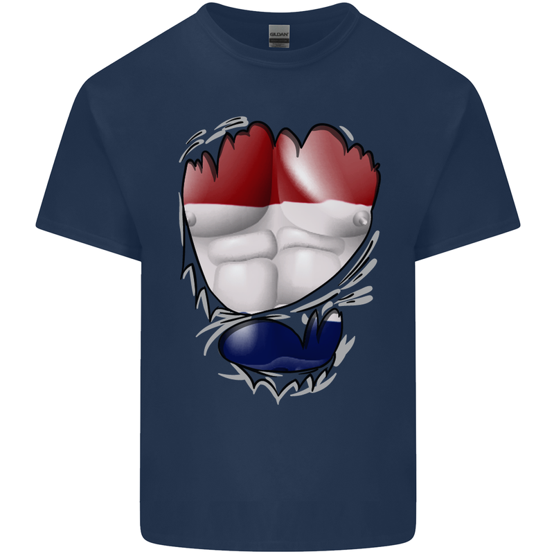 Gym The Dutch Flag Ripped Muscles Holland Mens Cotton T-Shirt Tee Top Navy Blue