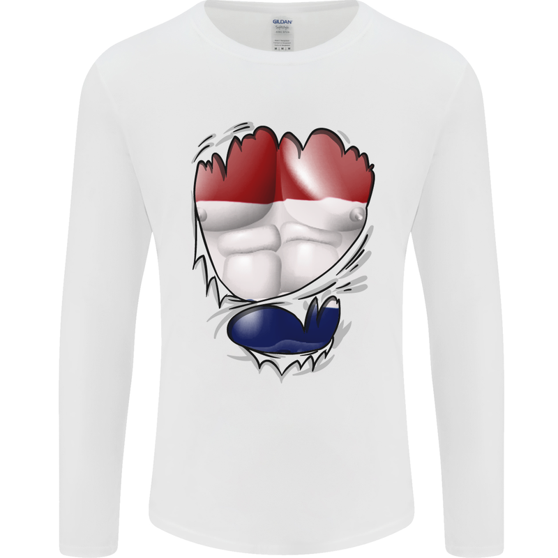 Gym The Dutch Flag Ripped Muscles Holland Mens Long Sleeve T-Shirt White