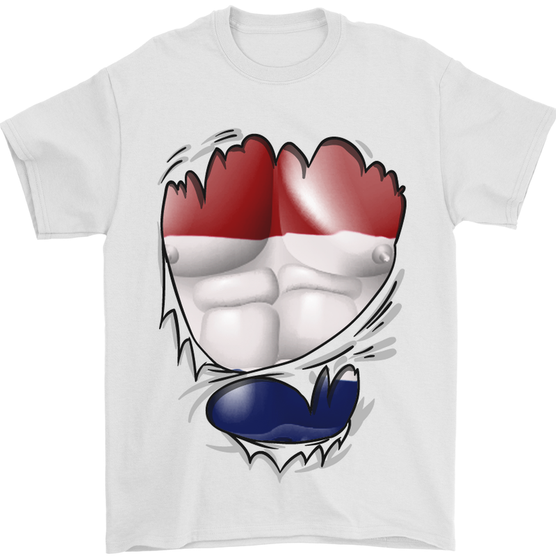 Gym The Dutch Flag Ripped Muscles Holland Mens T-Shirt Cotton Gildan White