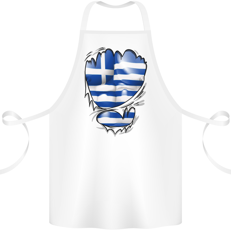 Gym The Greek Flag Ripped Muscles Greece Cotton Apron 100% Organic White