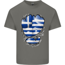 Gym The Greek Flag Ripped Muscles Greece Kids T-Shirt Childrens Charcoal