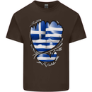 Gym The Greek Flag Ripped Muscles Greece Kids T-Shirt Childrens Chocolate