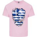Gym The Greek Flag Ripped Muscles Greece Kids T-Shirt Childrens Light Pink