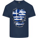 Gym The Greek Flag Ripped Muscles Greece Kids T-Shirt Childrens Navy Blue