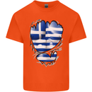 Gym The Greek Flag Ripped Muscles Greece Kids T-Shirt Childrens Orange