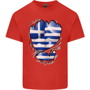 Gym The Greek Flag Ripped Muscles Greece Kids T-Shirt Childrens Red