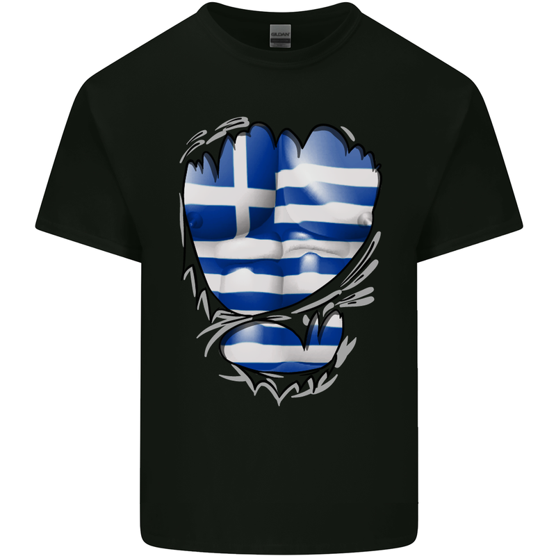 Gym The Greek Flag Ripped Muscles Greece Mens Cotton T-Shirt Tee Top Black