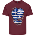 Gym The Greek Flag Ripped Muscles Greece Mens Cotton T-Shirt Tee Top Maroon